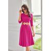 imageGRACE KARIN Womens 2025 Trendy Crew Neck 34 Sleeve A Line Loose Casual Midi Dress with PocketsRose Red