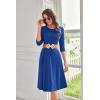 imageGRACE KARIN Womens 2025 Trendy Crew Neck 34 Sleeve A Line Loose Casual Midi Dress with PocketsRoyal Blue