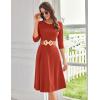 imageGRACE KARIN Womens 2025 Trendy Crew Neck 34 Sleeve A Line Loose Casual Midi Dress with PocketsRust Red