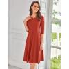 imageGRACE KARIN Womens 2025 Trendy Crew Neck 34 Sleeve A Line Loose Casual Midi Dress with PocketsRust Red