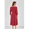 imageGRACE KARIN Womens 2025 Trendy Crew Neck 34 Sleeve A Line Loose Casual Midi Dress with PocketsWine Red