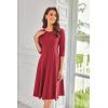 imageGRACE KARIN Womens 2025 Trendy Crew Neck 34 Sleeve A Line Loose Casual Midi Dress with PocketsWine Red