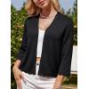 imageGRACE KARIN Womens 34 Sleeve Cropped Cardigan Elegant Open Front Sweater Cardigan Lightweight Bolero Shrug S2XLBlack