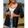 imageGRACE KARIN Womens Lightweight Crochet Cardigan Tie Front Cardigan 34 Sleeve Summer Sweater Kimono Beach Cover Up S2XLBlack