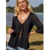 imageGRACE KARIN Womens Lightweight Crochet Cardigan Tie Front Cardigan 34 Sleeve Summer Sweater Kimono Beach Cover Up S2XLBlack