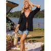 imageGRACE KARIN Womens Lightweight Crochet Cardigan Tie Front Cardigan 34 Sleeve Summer Sweater Kimono Beach Cover Up S2XLBlack