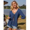 imageGRACE KARIN Womens Lightweight Crochet Cardigan Tie Front Cardigan 34 Sleeve Summer Sweater Kimono Beach Cover Up S2XLBlue