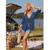 imageGRACE KARIN Womens Lightweight Crochet Cardigan Tie Front Cardigan 34 Sleeve Summer Sweater Kimono Beach Cover Up S2XLBlue