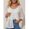 imageGRACE KARIN Womens Lightweight Crochet Cardigan Tie Front Cardigan 34 Sleeve Summer Sweater Kimono Beach Cover Up S2XLWhite