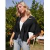 imageGRACE KARIN Womens Short Sleeve Crochet Open Front Cropped Cardigan Sweaters for Women 2025Black