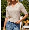 imageGRACE KARIN Womens Short Sleeve Cropped Cardigan 2025 Summer Lightweight Crochet Button V Neck Knit Sweater CardigansApricot