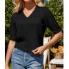 imageGRACE KARIN Womens Short Sleeve Cropped Cardigan 2025 Summer Lightweight Crochet Button V Neck Knit Sweater CardigansBlack