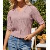 imageGRACE KARIN Womens Short Sleeve Cropped Cardigan 2025 Summer Lightweight Crochet Button V Neck Knit Sweater CardigansLight Pink