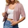 imageGRACE KARIN Womens Short Sleeve Cropped Cardigan 2025 Summer Lightweight Crochet Button V Neck Knit Sweater CardigansLight Pink