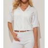 imageGRACE KARIN Womens Short Sleeve Cropped Cardigan 2025 Summer Lightweight Crochet Button V Neck Knit Sweater CardigansWhite