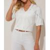 imageGRACE KARIN Womens Short Sleeve Cropped Cardigan 2025 Summer Lightweight Crochet Button V Neck Knit Sweater CardigansWhite