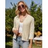 imageGRACE KARIN Womens Zip Up Cardigan Sweaters Lightweight Summer 34 Sleeve Cardigan Cropped V Neck SweaterBeige