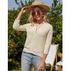 imageGRACE KARIN Womens Zip Up Cardigan Sweaters Lightweight Summer 34 Sleeve Cardigan Cropped V Neck SweaterBeige