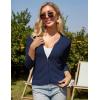 imageGRACE KARIN Womens Zip Up Cardigan Sweaters Lightweight Summer 34 Sleeve Cardigan Cropped V Neck SweaterNavy Blue