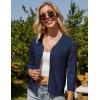 imageGRACE KARIN Womens Zip Up Cardigan Sweaters Lightweight Summer 34 Sleeve Cardigan Cropped V Neck SweaterNavy Blue