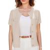 imageGRACE KARIN 2025 Womens Summer Short Sleeve Cardigan Sweaters Open Front Bolero Shrug Crew Neck Button Down Sweater TopBeige