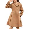 imageGRACE KARIN Girls Dress Coat Kids Wool Lapel Long Button Jackets Fall Winter Outerwear Peacoat with Pockets 512YCamel