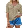 imageGRACE KARIN Women 2025 Summer Casual Crochet Tops Short Sleeve Sweater V Neck Hollow Out Knit Pullover Beach CoverupApricot