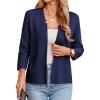 imageGRACE KARIN Women Sweater Blazer 34 Sleeve Cropped Cardigan Lightweight Notch Collar Knit Blazer Jacket Business CasualNavy Blue