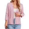 imageGRACE KARIN Women Sweater Blazer 34 Sleeve Cropped Cardigan Lightweight Notch Collar Knit Blazer Jacket Business CasualPink