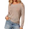 imageGRACE KARIN Womens 2025 Spring Summer Long Sleeve Crochet Pullover Sweater Hollow Out Knit Tops Off Shoulder TShirtsKhaki