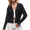 imageGRACE KARIN Womens 2025 Summer Cardigans Long Sleeve Open Front Hollow Out Crochet Knit Cardigan SweaterBlack