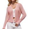 imageGRACE KARIN Womens 2025 Summer Cardigans Long Sleeve Open Front Hollow Out Crochet Knit Cardigan SweaterDusty Rose