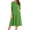 imageGRACE KARIN Womens 2025 Trendy Crew Neck 34 Sleeve A Line Loose Casual Midi Dress with PocketsAvocado Green