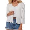 imageGRACE KARIN Womens 34 Sleeve Cropped Cardigan Elegant Open Front Sweater Cardigan Lightweight Bolero Shrug S2XLWhite