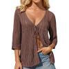 imageGRACE KARIN Womens Lightweight Crochet Cardigan Tie Front Cardigan 34 Sleeve Summer Sweater Kimono Beach Cover Up S2XLPurple Pink