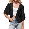 imageGRACE KARIN Womens Short Sleeve Crochet Open Front Cropped Cardigan Sweaters for Women 2025Black