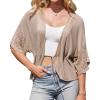 imageGRACE KARIN Womens Short Sleeve Crochet Open Front Cropped Cardigan Sweaters for Women 2025Dark Apricot