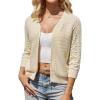 imageGRACE KARIN Womens Zip Up Cardigan Sweaters Lightweight Summer 34 Sleeve Cardigan Cropped V Neck SweaterBeige