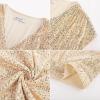imageGRACE KARIN V Neck Sequin Short Sleeve Tops for Women Elastic Sparkly Tank Top for PartyGold