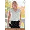 imageGRACE KARIN V Neck Sequin Short Sleeve Tops for Women Elastic Sparkly Tank Top for PartySilver