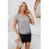 imageGRACE KARIN V Neck Sequin Short Sleeve Tops for Women Elastic Sparkly Tank Top for PartySilver Gray