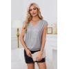imageGRACE KARIN V Neck Sequin Short Sleeve Tops for Women Elastic Sparkly Tank Top for PartySilver Gray