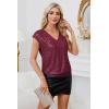 imageGRACE KARIN V Neck Sequin Short Sleeve Tops for Women Elastic Sparkly Tank Top for PartyWine Red