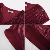 imageGRACE KARIN V Neck Sequin Short Sleeve Tops for Women Elastic Sparkly Tank Top for PartyWine Red