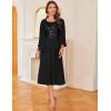 imageGRACE KARIN Wedding Guest Dress Mother of The Bride Dresses Two Piece Formal Sequin Dress with Jacket Tea Length 2025Black