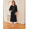 imageGRACE KARIN Wedding Guest Dress Mother of The Bride Dresses Two Piece Formal Sequin Dress with Jacket Tea Length 2025Black