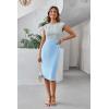 imageGRACE KARIN Women Wear to Work Dress Crew Neck Sleeveless Bodycon Business Pencil DressesLight Blue