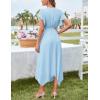 imageGRACE KARIN Womens Casual Summer Dresses V Neck Flutter Ruffle Short Sleeve Dresses 2025 Empire High Waist Flowy Midi DressLight Blue