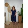 imageGRACE KARIN Womens Casual Summer Dresses V Neck Flutter Ruffle Short Sleeve Dresses 2025 Empire High Waist Flowy Midi DressNavy Blue
