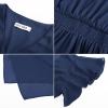 imageGRACE KARIN Womens Casual Summer Dresses V Neck Flutter Ruffle Short Sleeve Dresses 2025 Empire High Waist Flowy Midi DressNavy Blue